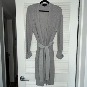 EXPRESS Long Belted Gray Cardigan